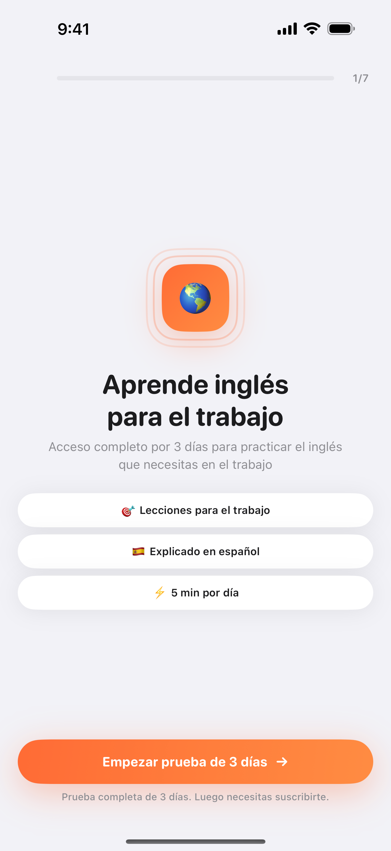 English for WorkLife welcome screen